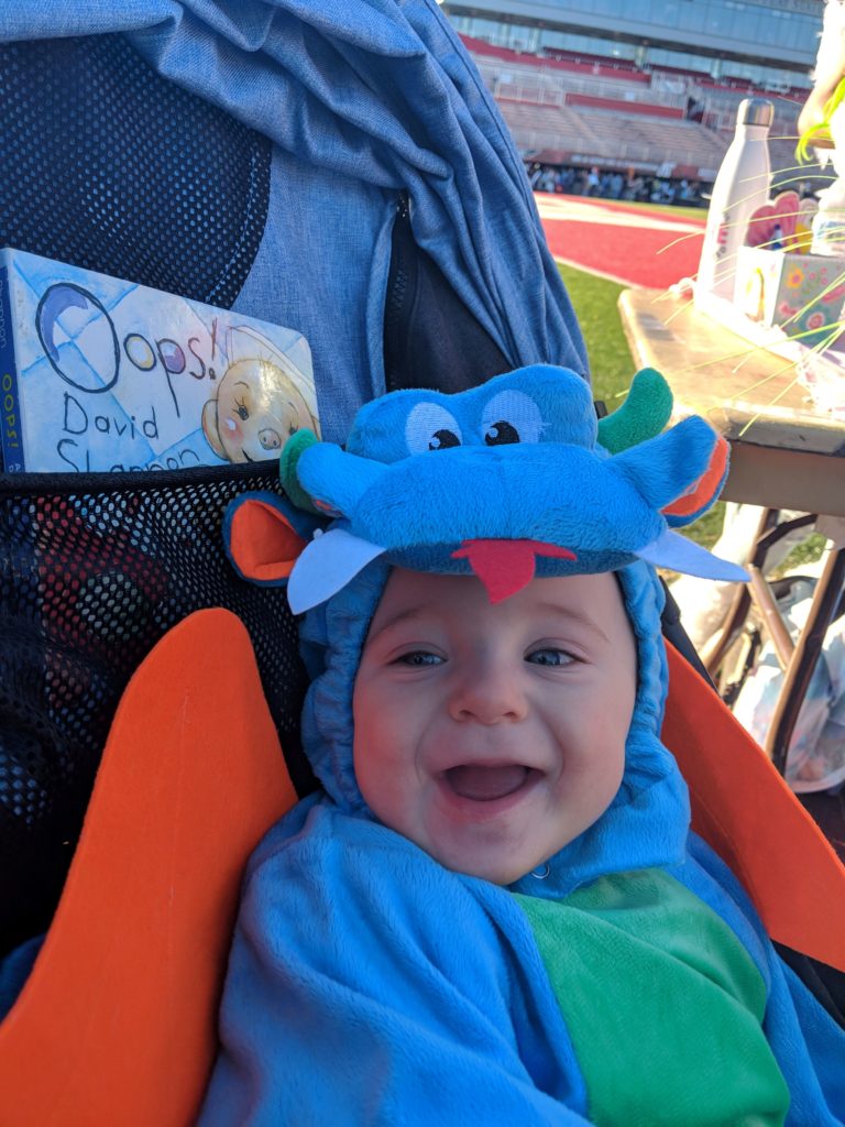 baby in cute Dinky Dragon Halloween costume